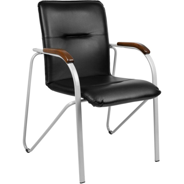 Конференц-кресло Easy Chair Samba V-4 1.031 черный/орех (искусственная  кожа, металл металлик)
