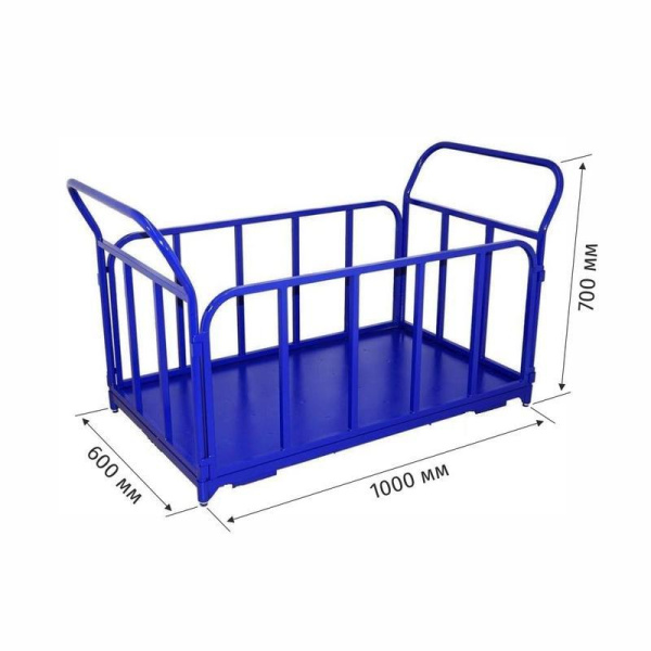 Тележка платформенная ТБ-3 с трубчатыми бортами (до 225 кг, 600х1000 мм, без колес)