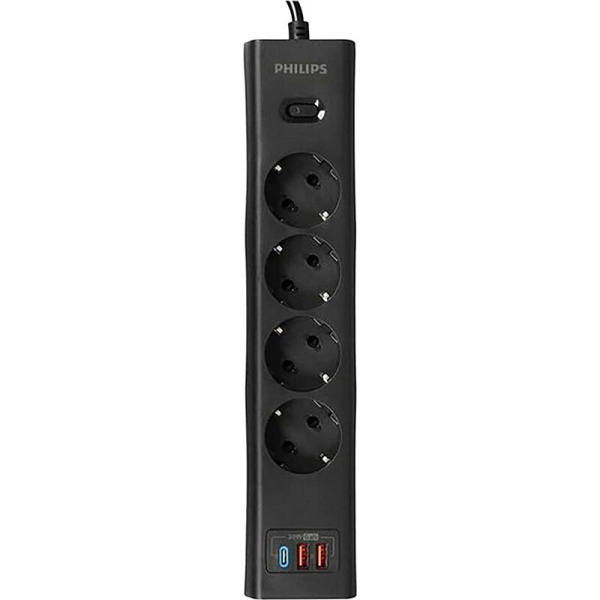 Сетевой фильтр Philips CHP8246BB/51 на 4 розетки 3 метра + 2 USB