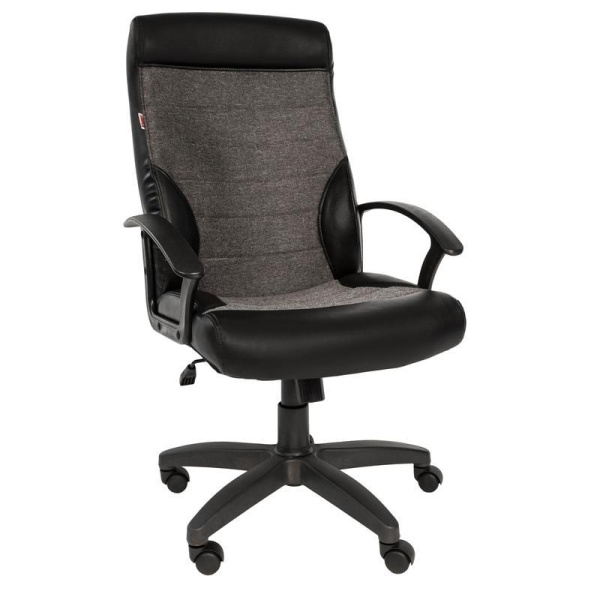 Кресло для руководителя Easy Chair 639 TPU серое/черное (экокожа/ткань, пластик)