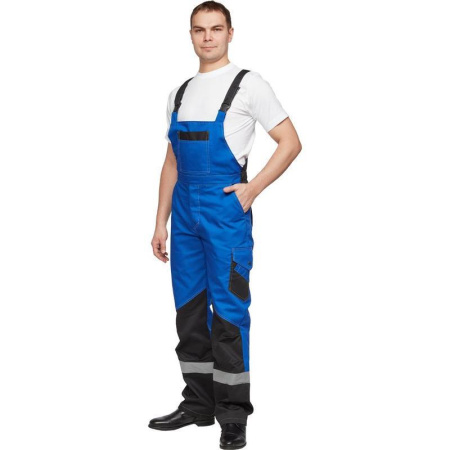 Костюм рабочий летний мужской л21-КПК с СОП васильковый/черный (размер 44-46, рост 182-188)