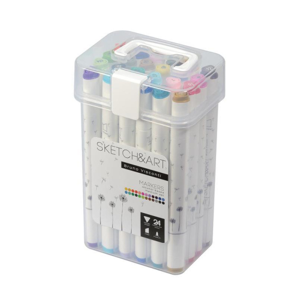 Набор маркеров Sketch&Art Средний набор двухсторонних 24 цвета (толщина линии 3 мм)
