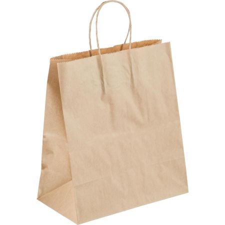 Крафт-пакет бумажный коричневый с кручеными ручками 26x15x35 см 70  г/кв.м био (200 штук в упаковке)