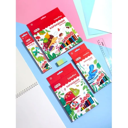 Карандаши цветные Комус Класс ColorPics 6 карандашей 6 цветов  шестигранные