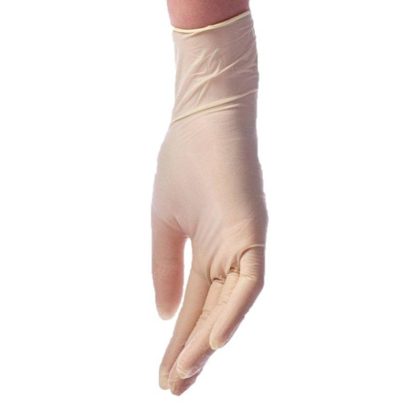 Перчатки медицинские смотровые латексные Русская Медицинская Упаковка нестерильные неопудренные бежевые размер M (200 штук в упаковке)