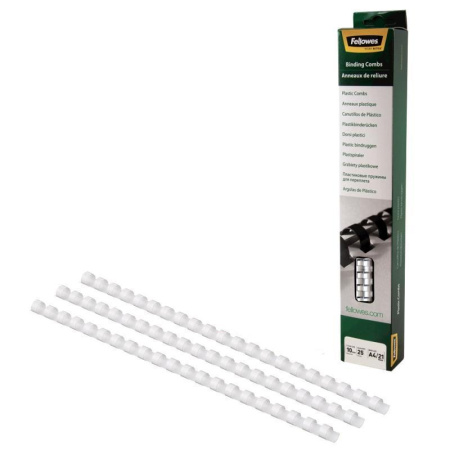 Пружины для переплета пластиковые Fellowes 10 мм белые (25 штук в упаковке)