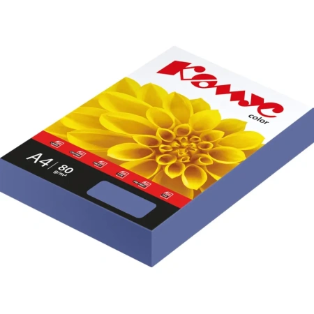 Бумага цветная для печати Комус Color синяя интенсив (А4, 80 г/кв.м, 500 листов)