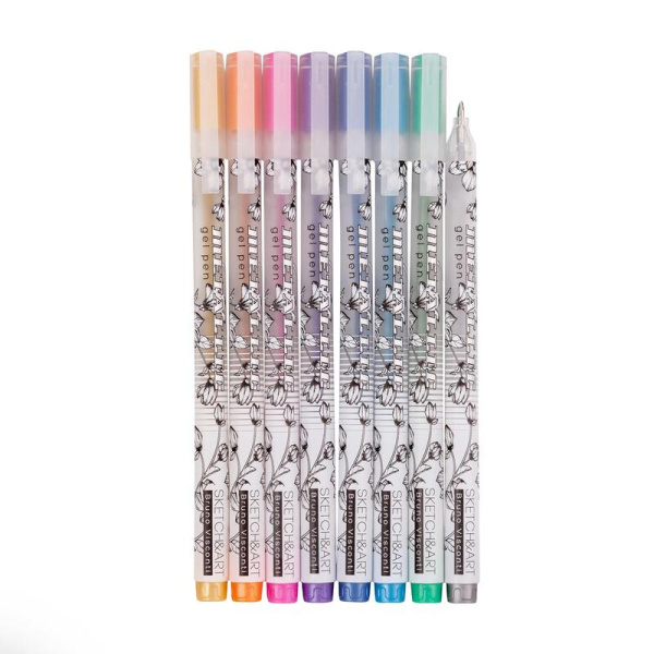 Набор гелевых ручек Sketch&Art Uni Write.Metallic 8 цветов  (толщина линии 0.8 мм) (20-0308)