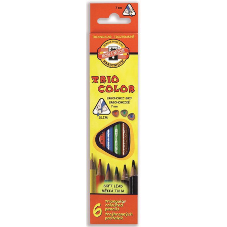 Карандаши цветные Koh-I-Noor Triocolor 6 цветов трехгранные