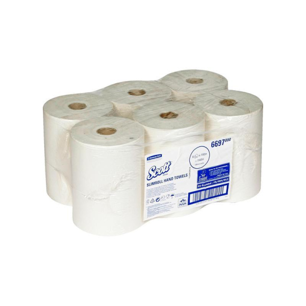 Полотенца бумажные в рулонах Kimberly Clark Scott Slimroll 1-слойные 6 рулонов по 190 метров (артикул производителя 6697)