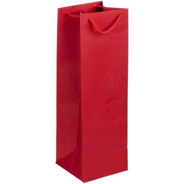 Пакет подарочный бумажный под бутылку Vindemia  красный (38х12х11.2 см)