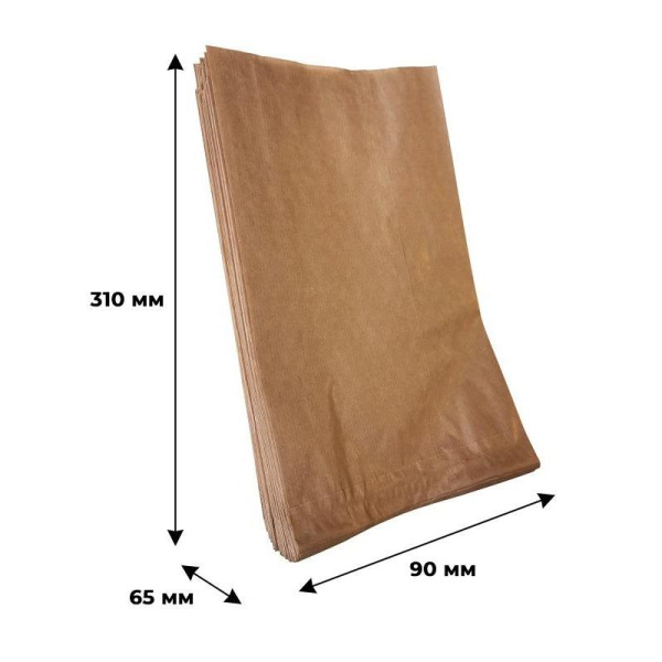 Крафт пакет бумажный коричневый 9х31x6.5 см (1000 штук в упаковке)