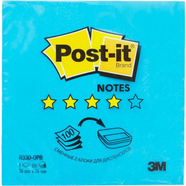 Стикеры Post-it Optima 76x76 мм Z-сложения голубые 100 листов
