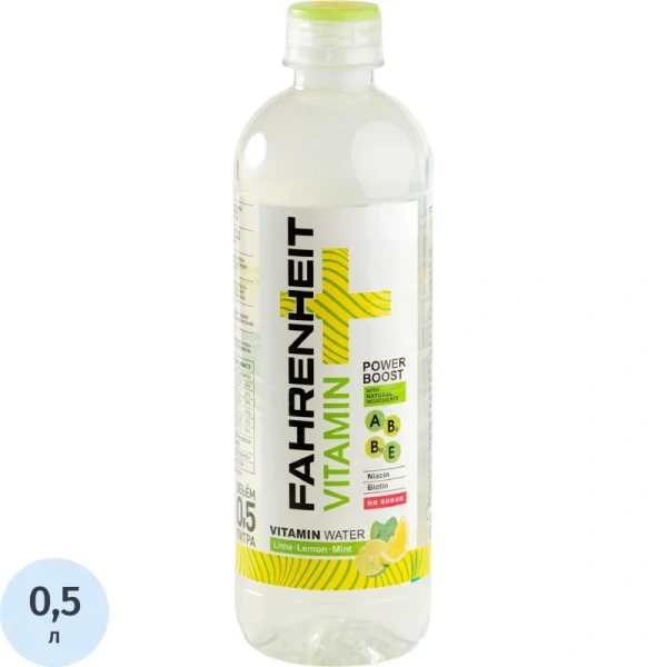 Вода питьевая Fahrenheit негазированная со вкусом лимона, лайма и мяты  пэт 0.5 л Вода питьевая Fahrenheit негазированная со вкусом лимона, лайма и мяты  пэт 0.5 л