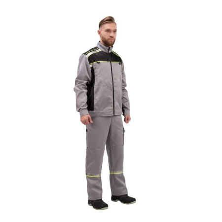 Костюм рабочий летний мужской л26-КПК с СОП серый/черный (размер 52-54, рост 182-188)