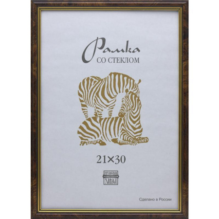 Рамка Зебра А4 21х30 см пластиковый багет 15 мм темный орех