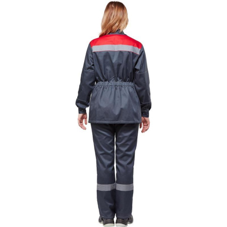 Костюм рабочий летний женский л20-КБР с СОП серый/красный (размер 52-54, рост 170-176)