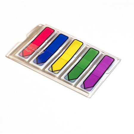 Клейкие закладки Post-it пластиковые 5 цветов по 20 листов в форме стрелки ширина 12 мм