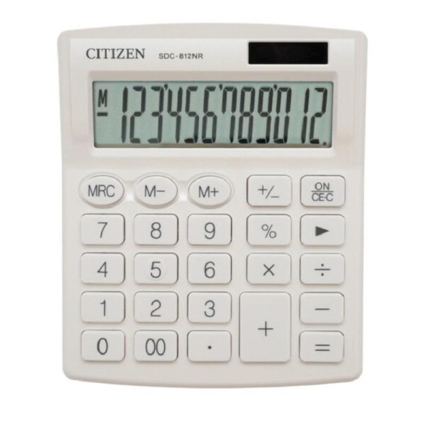 Калькулятор настольный компактный Citizen SDC812NRWHE 12-разрядный белый