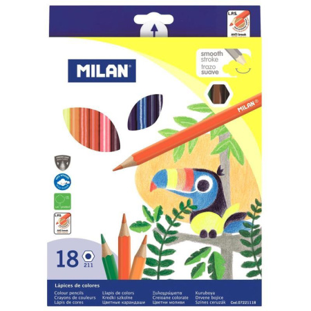 Карандаши цветные Milan 18 цветов шестигранные
