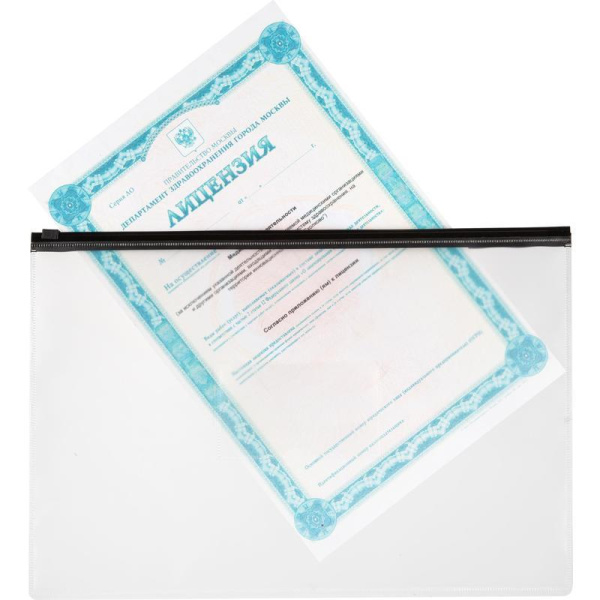 Папка-конверт на молнии Attache Акварель А4 прозрачная 150 мкм (5 штук в  упаковке)