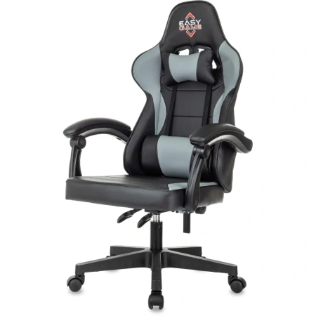 Кресло игровое Easy Game EG-907 чёрное/серое (экокожа, пластик)