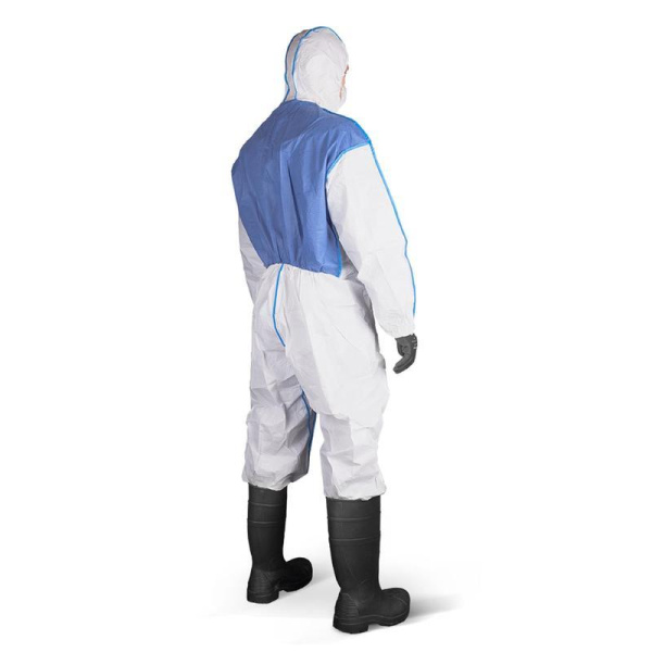 Комбинезон одноразовый с капюшоном белый/синий Lakeland MicroMAX NS CoolSuit (размер 58-62, XXL, EMNC428)
