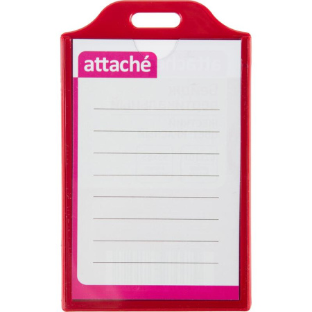 Бейдж Attache вертикальный 62x101 мм красный (размер вкладыша 85x55 мм)