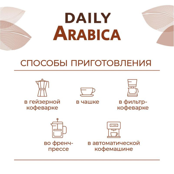 Кофе молотый Poetti Daily Arabica 250 г (вакуумный пакет)