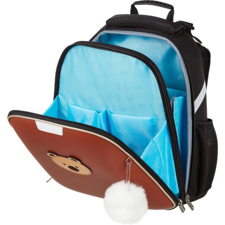 Ранец №1 School анатомический Мордочки Мишка (Экокожа)