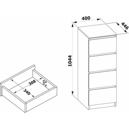Комод Сокол Т-4р (дуб сонома/белый, 400х446х1044 мм)