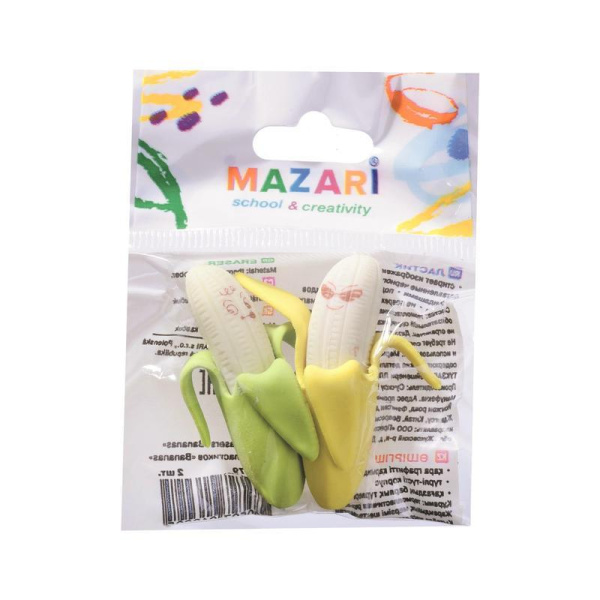 Набор фигурных ластиков Mazari Bananas (2 штуки в упаковке)