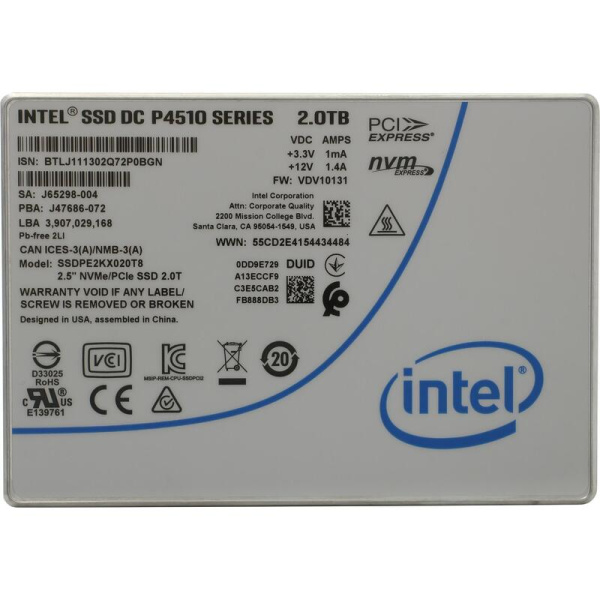 SSD накопитель Intel DC-P4510 2 ТБ (SSDPE2KX020T801)