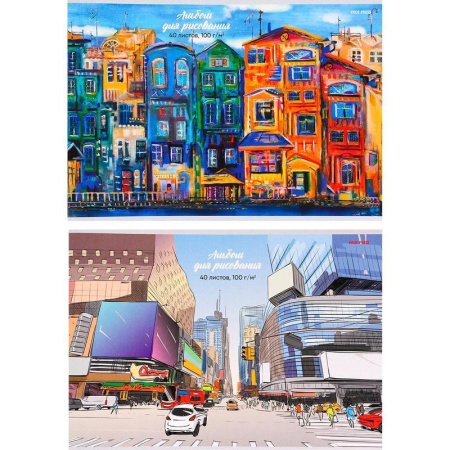 Альбом для рисования Проф-пресс Городские виды микс А4 40 листов