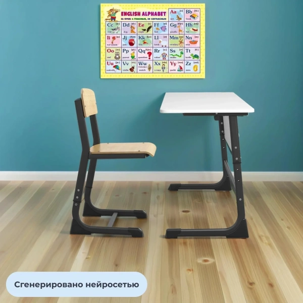 Стул ученический Комус Мебель натуральный/антрацит регулируемый рост 3-5