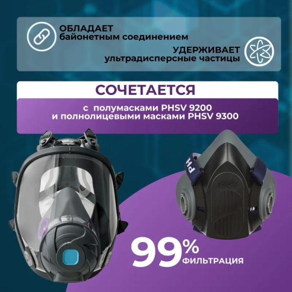 Фильтр противоаэрозольный HEPA PHSV 9232 P3 R (2 штуки в упаковке)