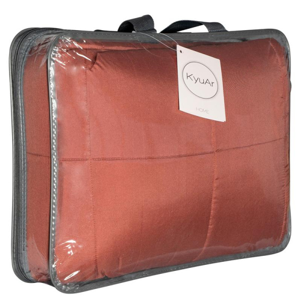 Одеяло KyuAr 150х200 см лебяжий пух/микрофибра стеганое (коричневое)