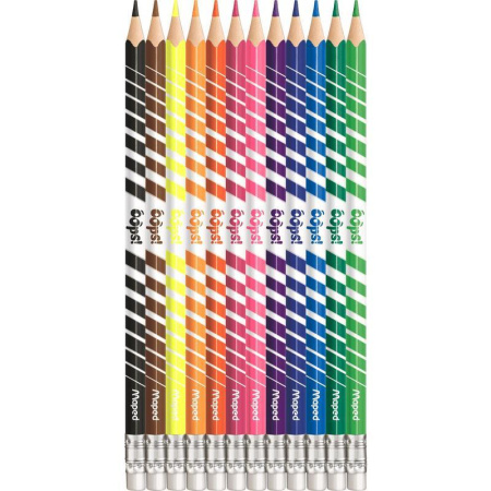 Карандаши цветные Maped Color'peps Oops 12 цветов трехгранные c ластиком