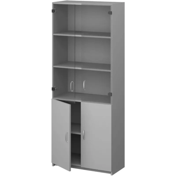 Шкаф для документов СП-Бюджет 2553 со стеклом (серый, 716х349х1810 мм)