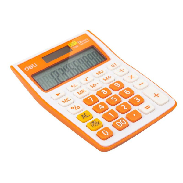Калькулятор настольный Deli E1238 12-разрядный оранжевый 145х104x27 мм