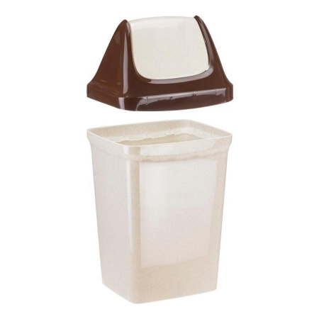 Ведро для мусора с крышкой-вертушкой Свинг 25 л пластик  бежевое/коричневое (32x28x58.2 см)