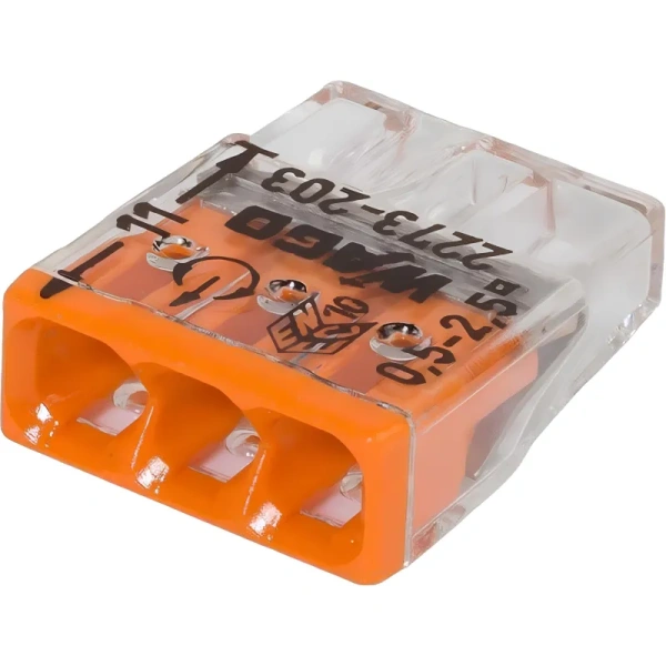 Клемма WAGO 2273-203 3-проводная без пасты (100 штук в упаковке)