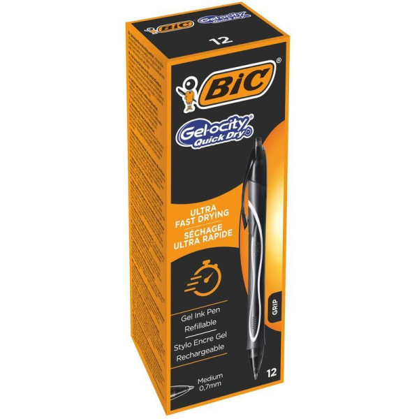 Ручка гелевая автоматическая Bic Gelocity Quick Dry черная (толщина линии 0.35 мм)