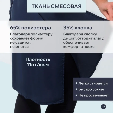 Фартук-сарафан для торговли Маркет Профи синий/голубой с пилоткой