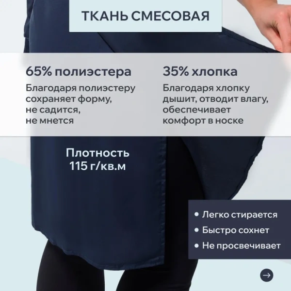 Фартук-сарафан для торговли Маркет Профи синий/голубой с пилоткой