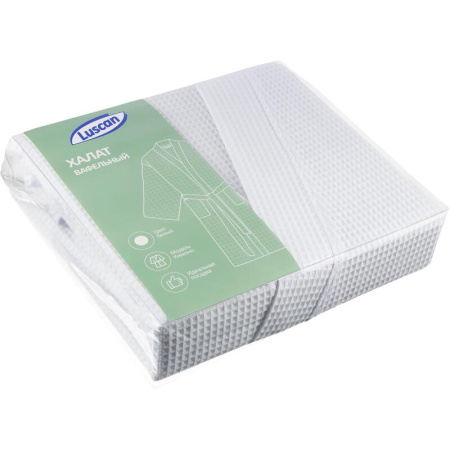 Халат вафельный Luscan размер 58-60 (XXXL) белый