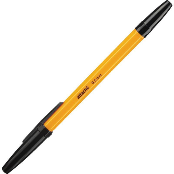 Ручка шариковая Attache Economy черная (оранжевый корпус, толщина линии 0.5 мм)