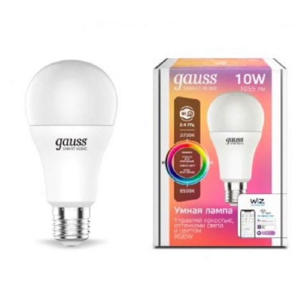 Лампа светодиодная умная Gauss Smart Home груша 10Вт E27 2700-6500K   1055Лм 220-240В 1180112