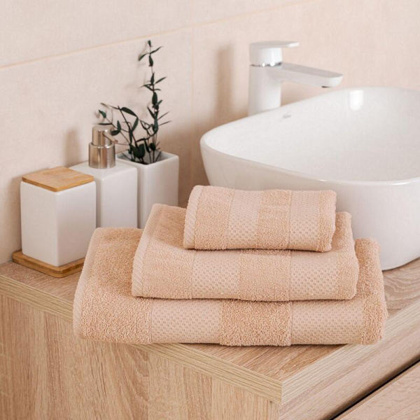 Полотенце махровое Конфетти 70x130 см 390 г/кв.м бежевое
