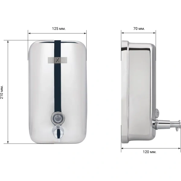 Дозатор (диспенсер) для жидкого мыла для антисептика BXG-SD-H1-1000  нержавеющая сталь серый/серебристый 1000 мл